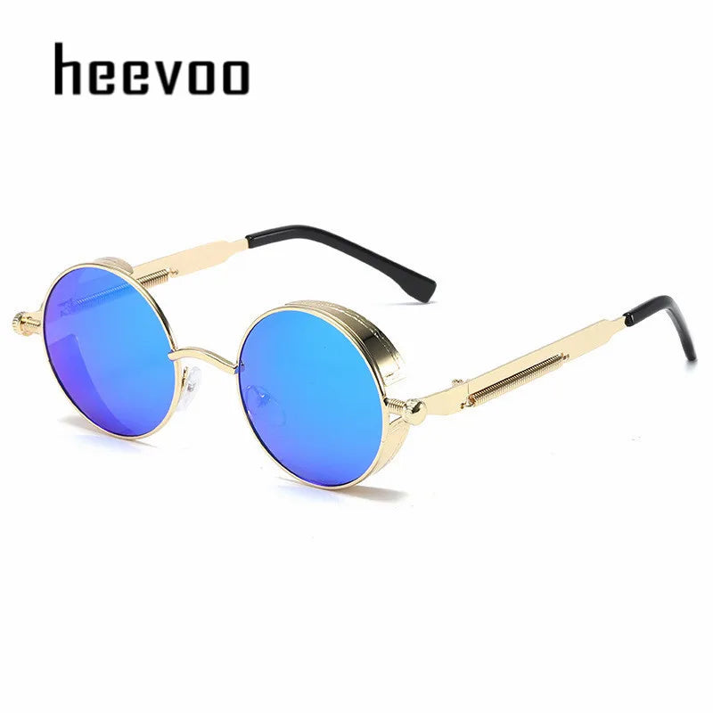 Metal Steampunk Sunglasses Men Women Fashion Round Glasses Brand Designer Vintage Sun Glasses High Quality Oculos de sol 2021 - Dragonbeast