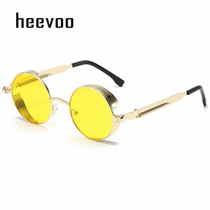 Metal Steampunk Sunglasses Men Women Fashion Round Glasses Brand Designer Vintage Sun Glasses High Quality Oculos de sol 2021 - Dragonbeast