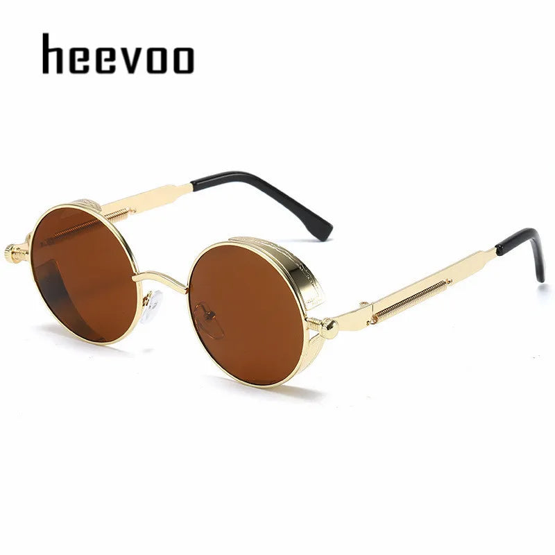 Metal Steampunk Sunglasses Men Women Fashion Round Glasses Brand Designer Vintage Sun Glasses High Quality Oculos de sol 2021 - Dragonbeast