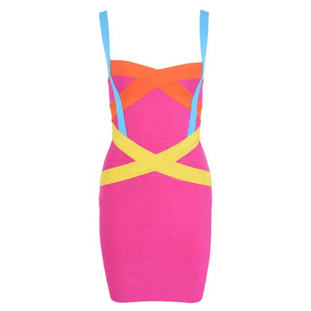 Women'S Sexy Bandage Dresses Christmas Autumn Sleeveless Spaghetti Belt Stretching Fitness Club Party Dress Mini Bodyconvestodos - Dragonbeast