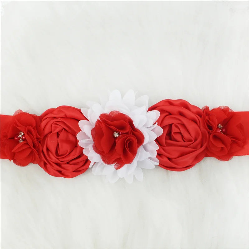 Children Girls Waist Belts Long Ribbon with Headband Flower Polyester Belt Wedding Waistband For Girls Party Dress Accessories - Dragonbeast