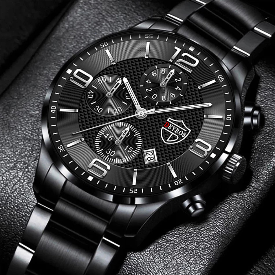 reloj hombre Luxury Business Men Watchs Stainless Steel Quartz WristWatch Male Leather Calendar Luminous Clock relogio masculino - Dragonbeast