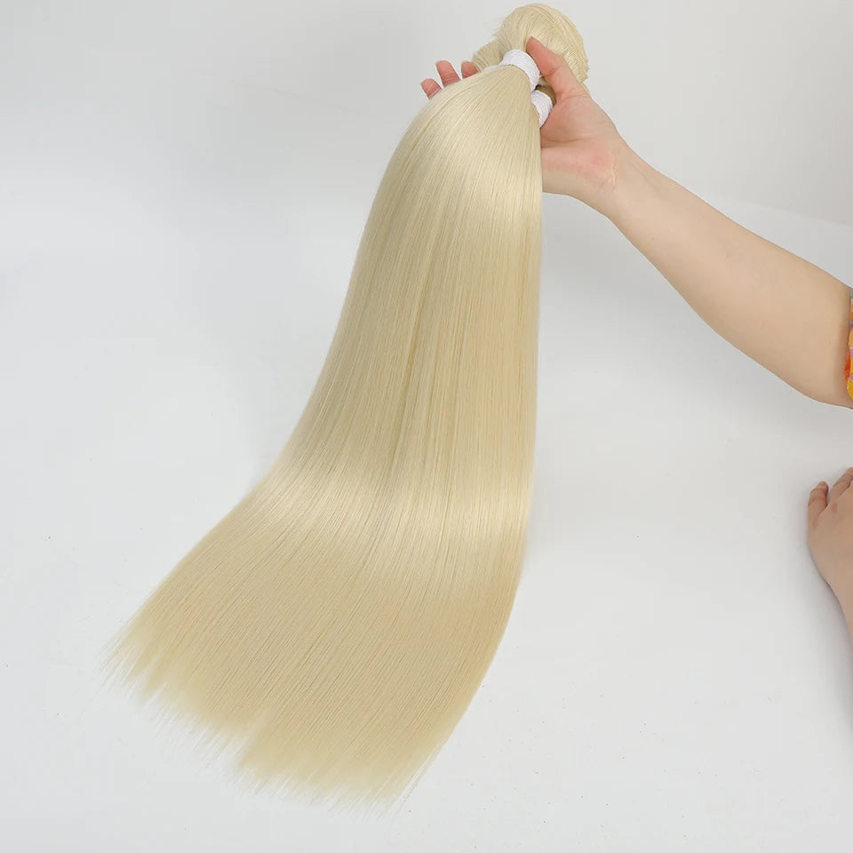 Bone Straight Hair Bundles Salon Natural Hair Extensions Fake Fibers Super Long Synthetic Yaki Straight Hair Weaving Full to End - Dragonbeast