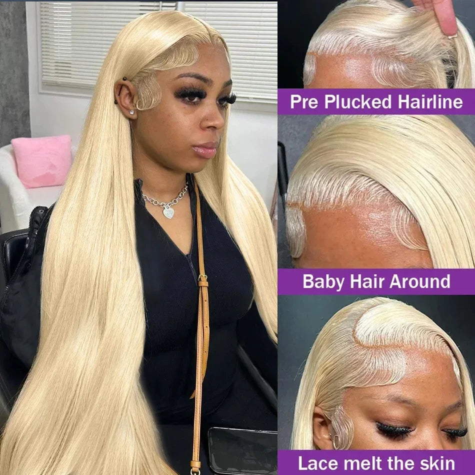 613 Lace Front Wig Human Hair 13x4 Blonde Lace Front Wigs 180% Density 613 HD Lace Frontal Wig Pre Plucked with Baby Hair