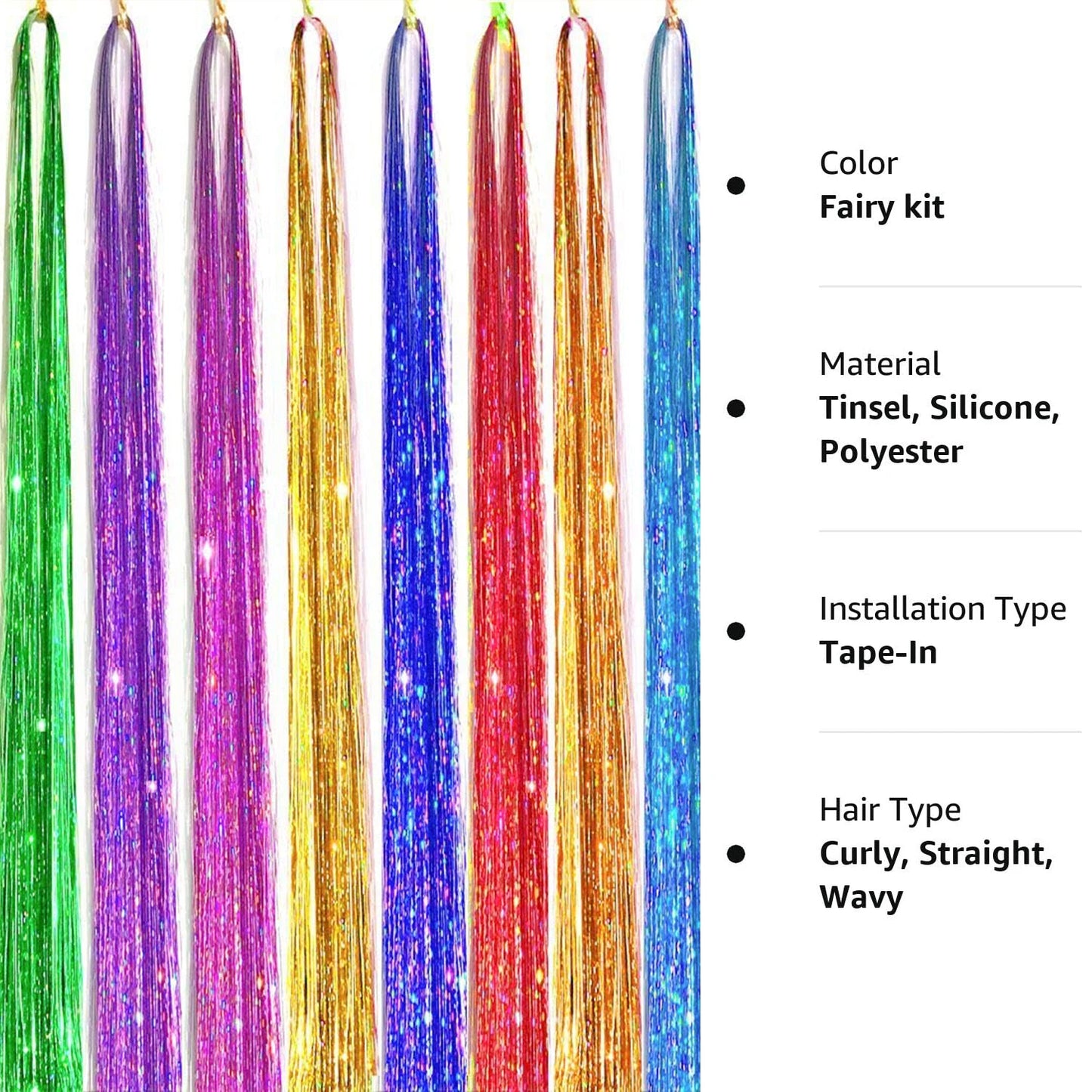 1 Pc Sparkle Shiny Hair Tinsel Hair Extensions Dazzles Women Hippie for Braiding Headdress Hair Braiding Tools Long 100cm - Dragonbeast