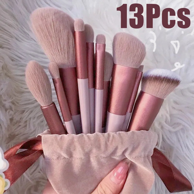 13 PCS Makeup Brushes Set Eye Shadow Foundation Women Cosmetic Brush Eyeshadow Blush Beauty Soft Make Up Tools Bag - Dragonbeast