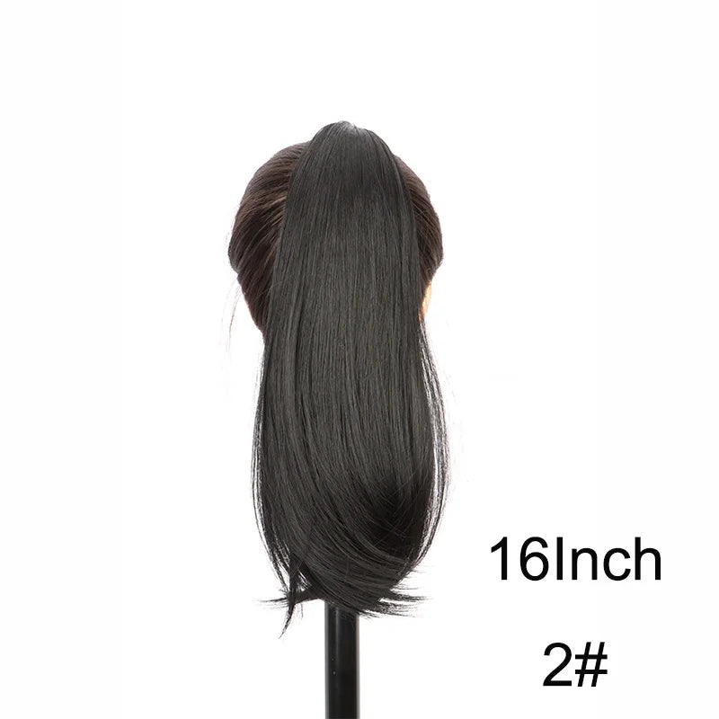 WIGSIN 16Inch/20Inch Synthetic Wig Female Slightly Curver Ponytail Hair Extension Claw Clip in Ponytail Hairpice for Women - Dragonbeast