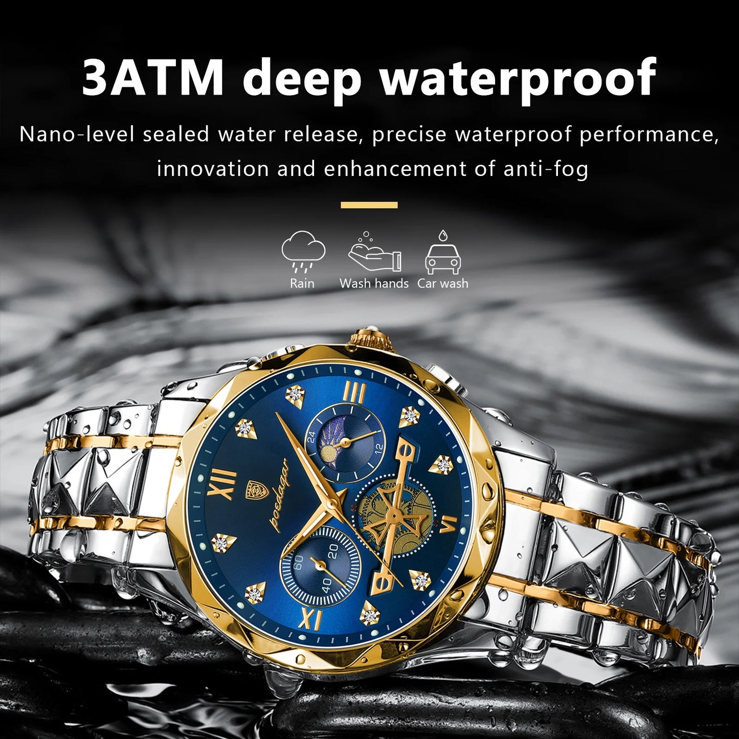 POEDAGAR Luxury Man Wristwatch Waterproof Luminous Chronograph Watch for Men Stainless Steel Men's Quartz Watches reloj hombre - Dragonbeast