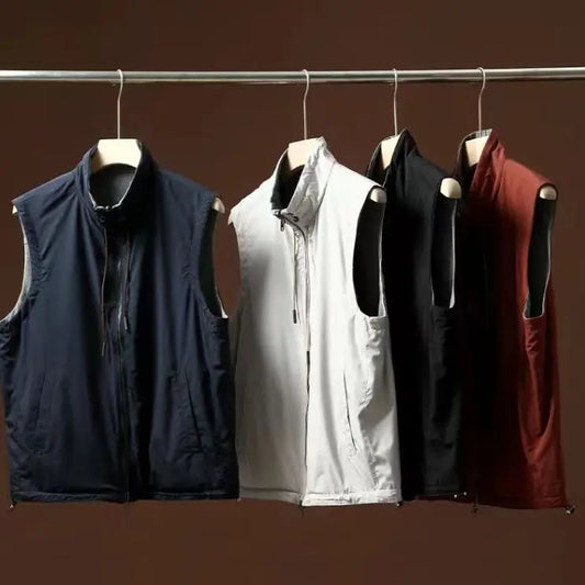 Chinese Brand High-end men's reversible vest outdoor vest stand up collar waterproof top for men