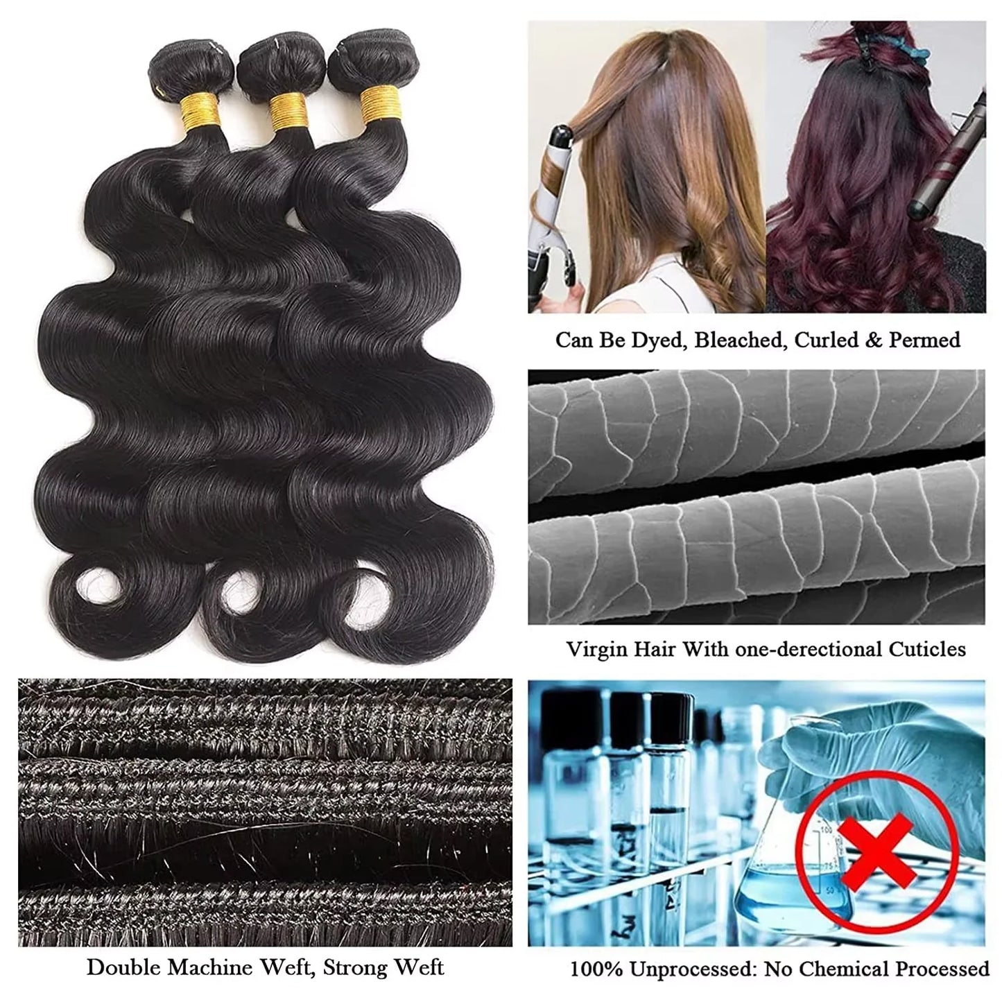 38 40Inch Loose Body Wave Bundles Brazilian Hair Weave Bundles 1/3/4 PCS Human Hair Water Wave Raw Hair Bundles Extensions Black - Dragonbeast