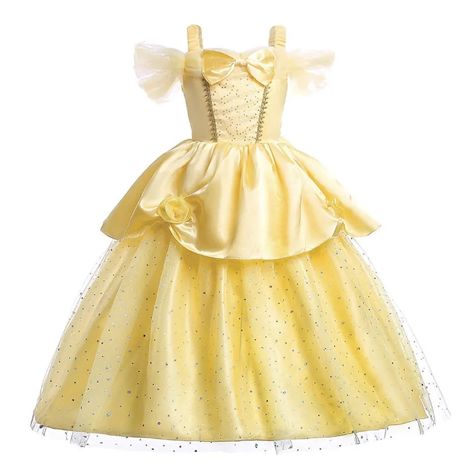 Kids Belle Costume Girl Halloween Princess Cosplay Party Dress Children Rapunzel Cinderella Anna Elsa Encanto Birthday Clothes - Dragonbeast