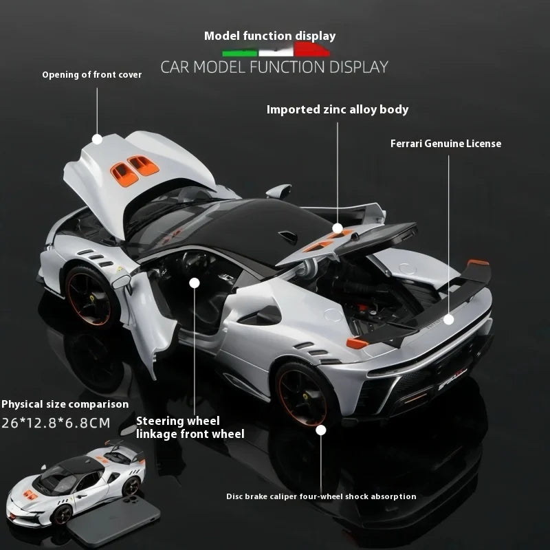 New Original Bburago 1:18 Ferrari Sf90 Xx Stradale Bianco Car Model Alloy Miniature Diecast Ferrari Sports Car Model Toy Gifts - Dragonbeast