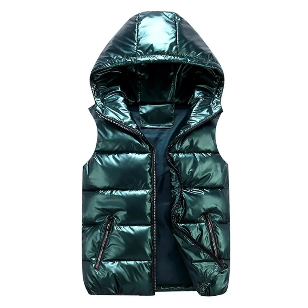 Women Winter Vest Warm Bright Color Pockets Cotton Padded Vest Inner Layer Quilted Women Bright Color Vest Streetwear