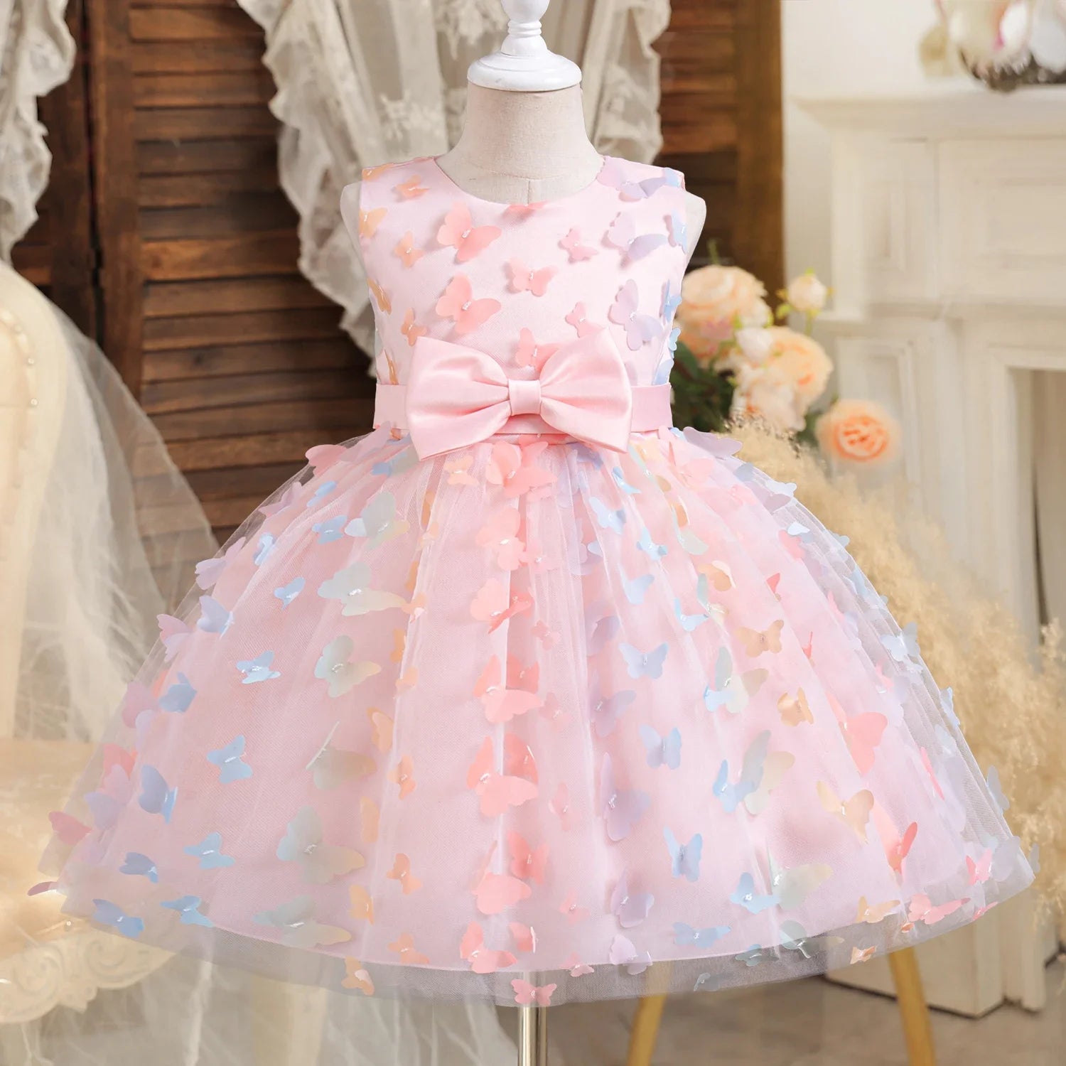 Little Girl Party Dress Princess 3D Butterfly Mesh Tutu Gown Children Birthday Weddings Ball Gown Kids Formal Gala Costumes 3-8Y - Dragonbeast