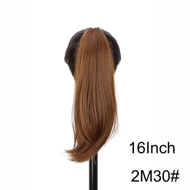 WIGSIN 16Inch/20Inch Synthetic Wig Female Slightly Curver Ponytail Hair Extension Claw Clip in Ponytail Hairpice for Women - Dragonbeast