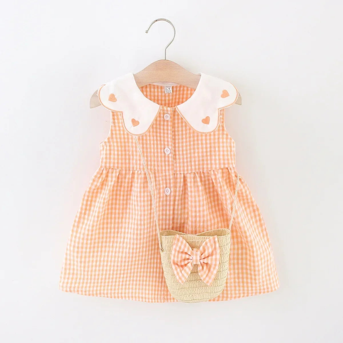 New Summer Baby Girls Dress Round Neck A-Line Dress Love Embroidery + Crossbody Bag Birthday Party Dress (0-3 Years Old Baby Gir - Dragonbeast