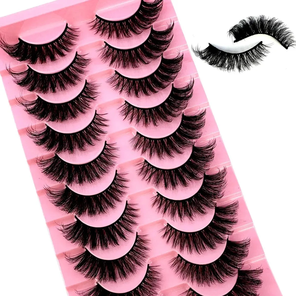 NEW 10 Pairs Cat Eye Lashes Fluffy Faux Mink Lashes 8D Wispy Lashes Pack Dramatic Long Thick Volume Eyelashes False Eyelas - Dragonbeast