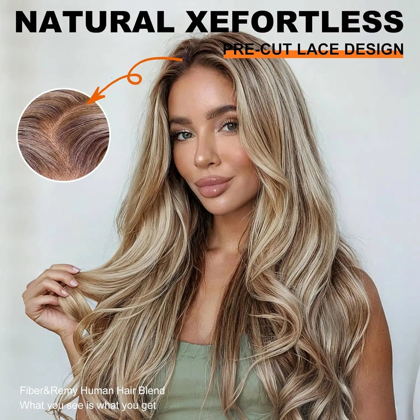 DWY Ash Brown Highlight Synthetic Lace Front Wig 13×6 Body Wave Pre Plucked Lace Wig for Women Wear and Go 28inch Wigs for Daily - Dragonbeast