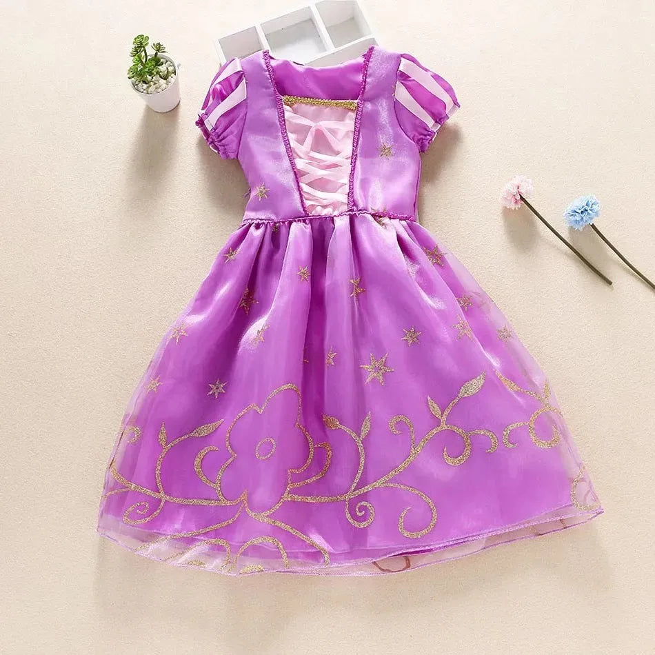 Girls Princess Dress Kids Cinderella Snow White Aurora Sofia Rapunzel Cinderella Halloween Costume Children Birthday Party Dress - Dragonbeast