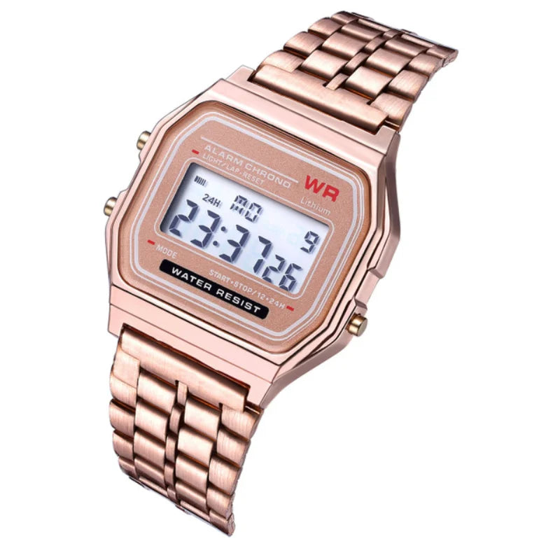 F91W Steel Strap Watches Women Watch Men Business Clock Multifunction LED Digtal Sports Wrist Watch Electronic Clock Electron wi - Dragonbeast