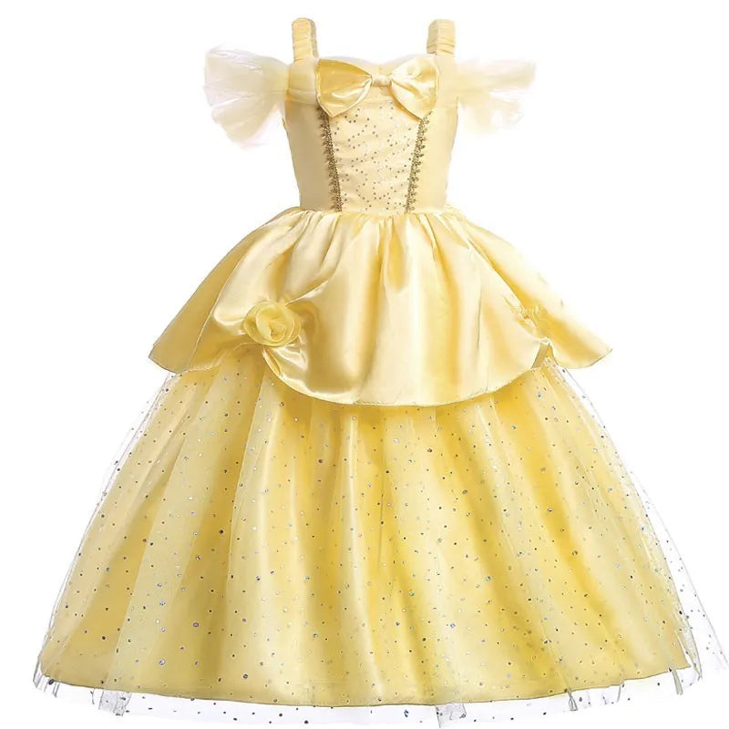 Kids Belle Costume Girl Halloween Princess Cosplay Party Dress Children Rapunzel Cinderella Anna Elsa Encanto Birthday Clothes - Dragonbeast