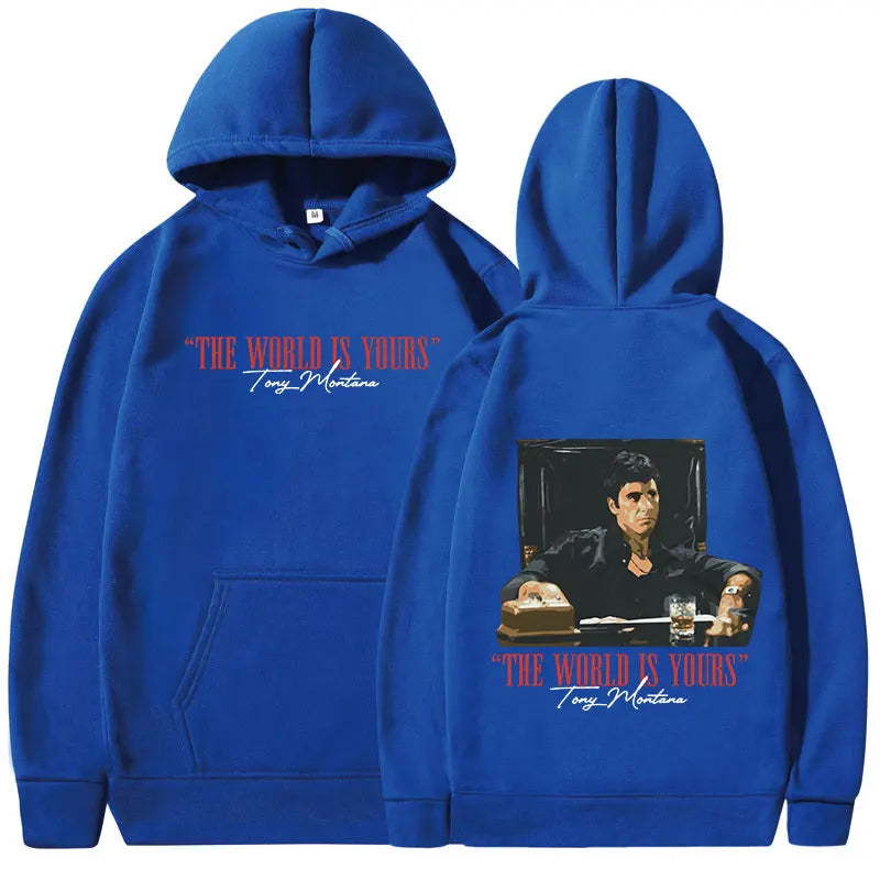 Classic Movie Scarface Hoodies The World Is Yours Tony Montana Al Pacino Hooded Sweatshirts Men Women Vintage Gothic Pullovers - Dragonbeast