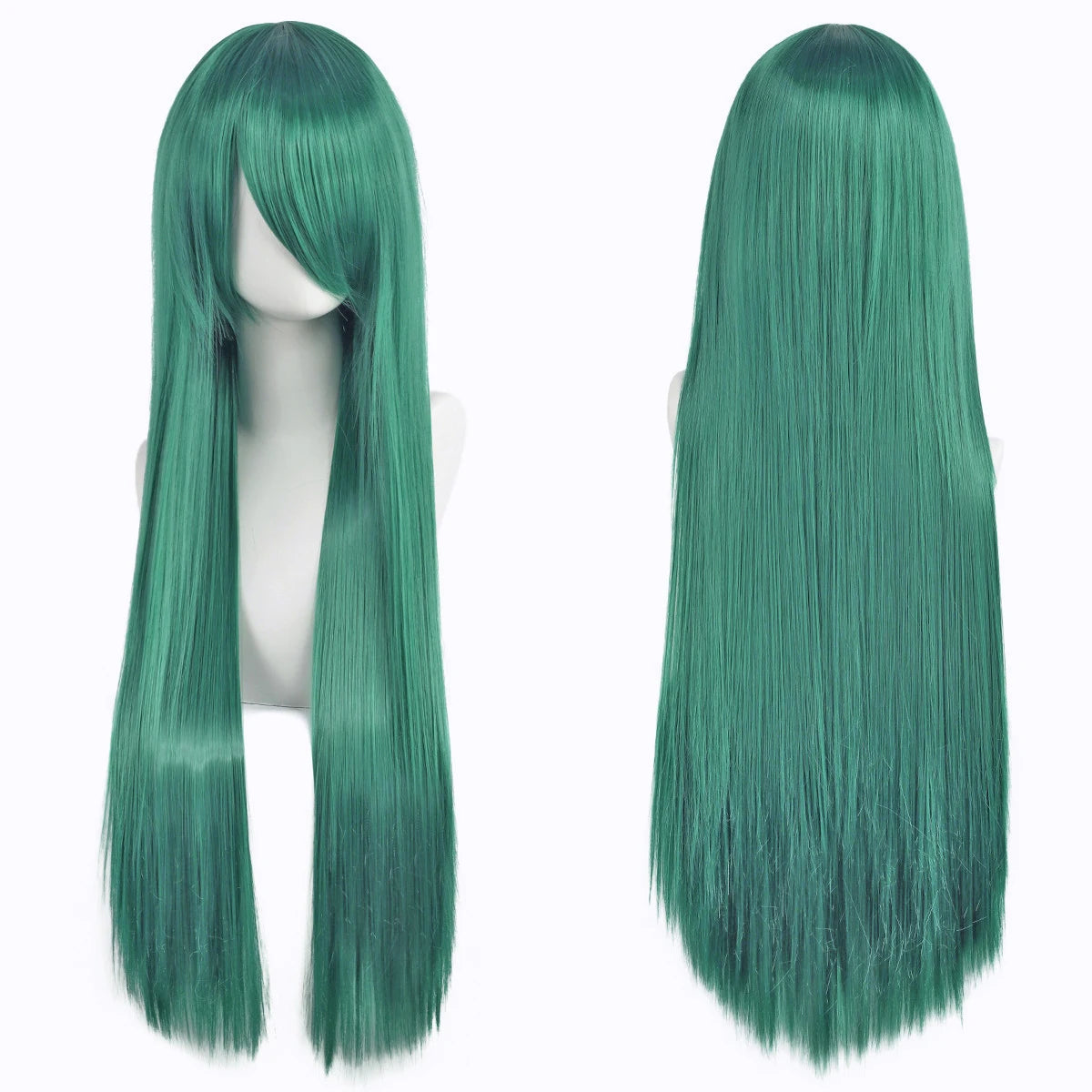 80cm Long Synthetic White Purple Cosplay Wigs Green Hair Straight Silver Wig Pink Hairpiece Lolita Wig with Bangs - Dragonbeast