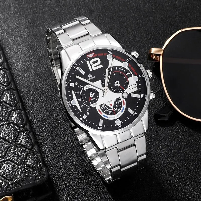 Luxury Brand Men Business Watch Stainless Steel Calendar Big Dial Watches for Men Fashion Sports Casual Quartz Wristwatch Clock - Dragonbeast