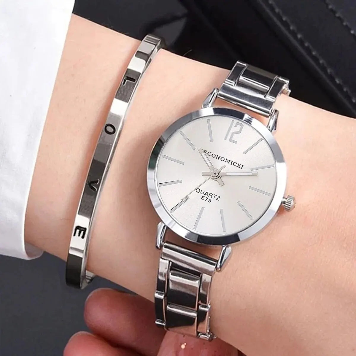 2pcs Set Watch Luxury Women Simple Dial Hollow Strap Fashion Gold Bracelet Quartz Wristwatch Student Ladies Watches Reloj Mujer - Dragonbeast