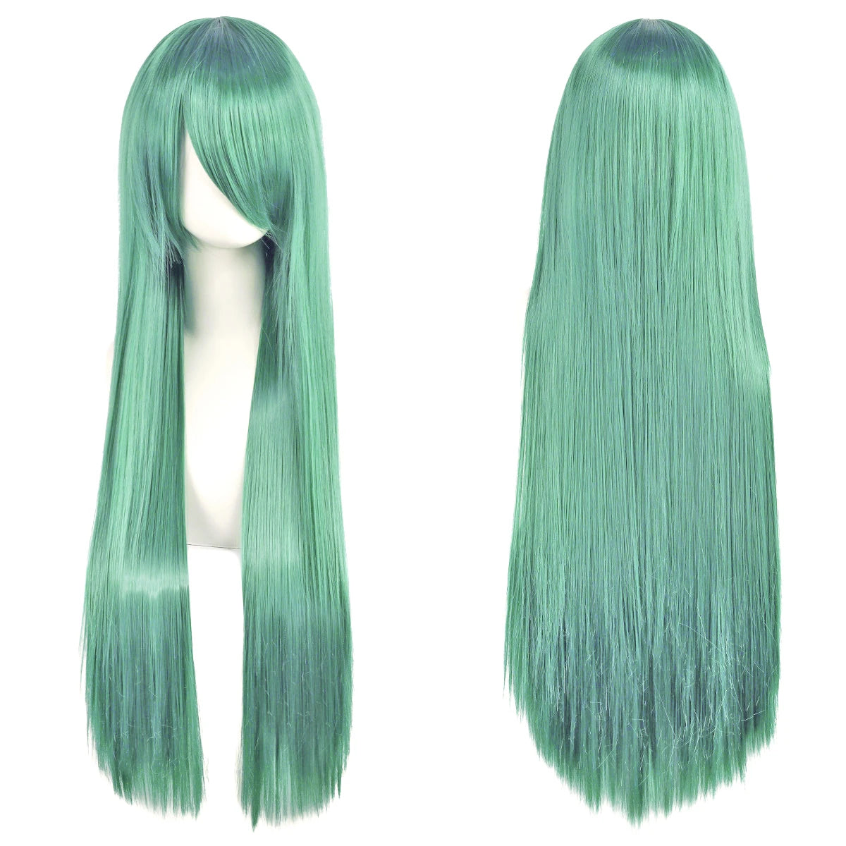 80cm Long Synthetic White Purple Cosplay Wigs Green Hair Straight Silver Wig Pink Hairpiece Lolita Wig with Bangs - Dragonbeast