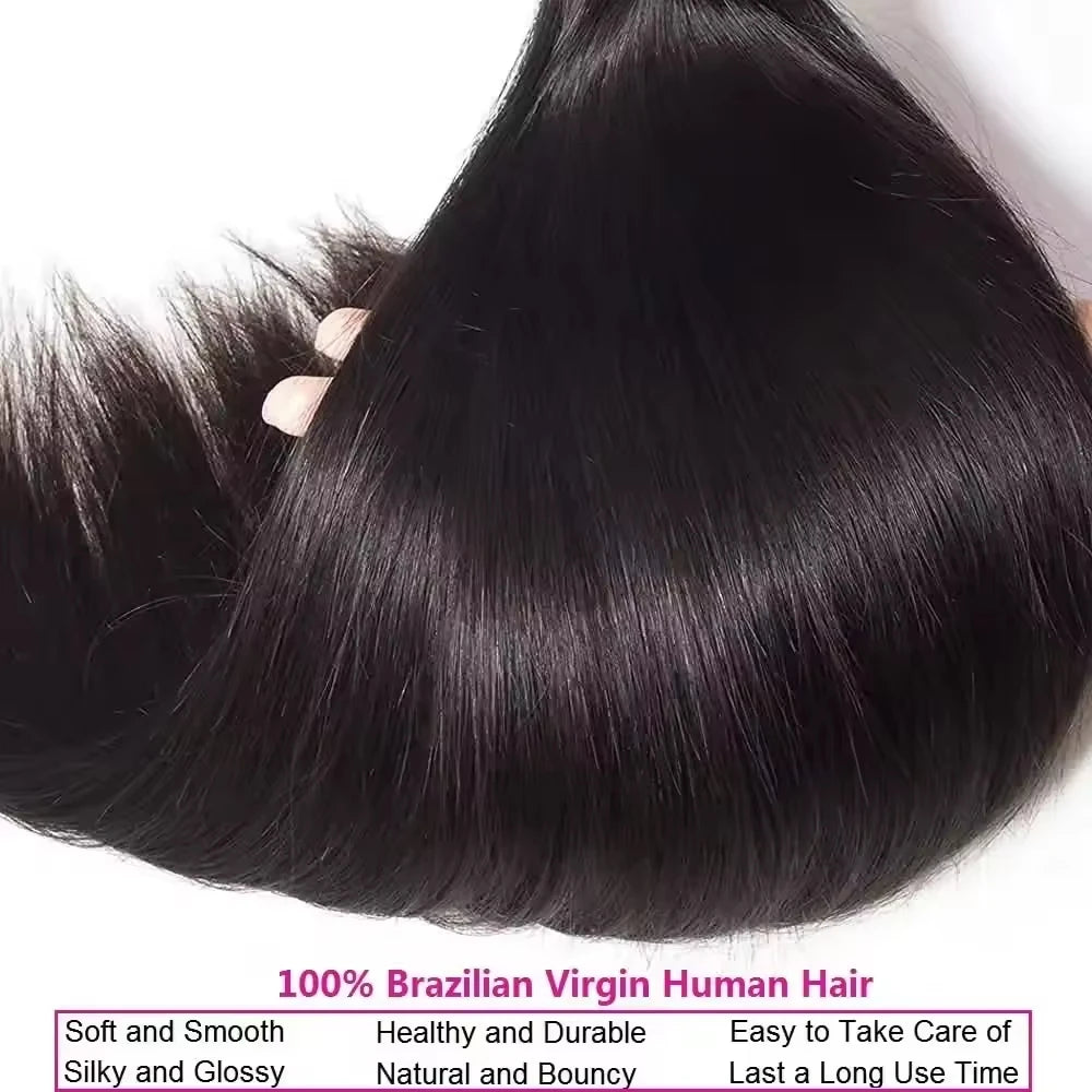 16A Brazilian Straight Human Hair Bundles Deal 100% Unprocessed Virgin Hair Extensions Promotion Cheap Weave 30 40Inch Bundles