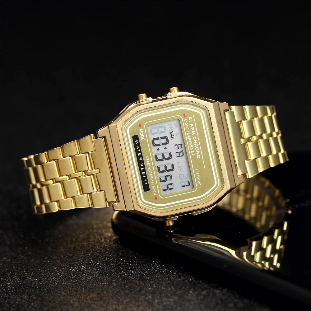 2024 Digital Watches For Men Sports Waterproof Bracelet Clock Gold Electronice LED Wristwatch Women Casucal montre homme relogio - Dragonbeast