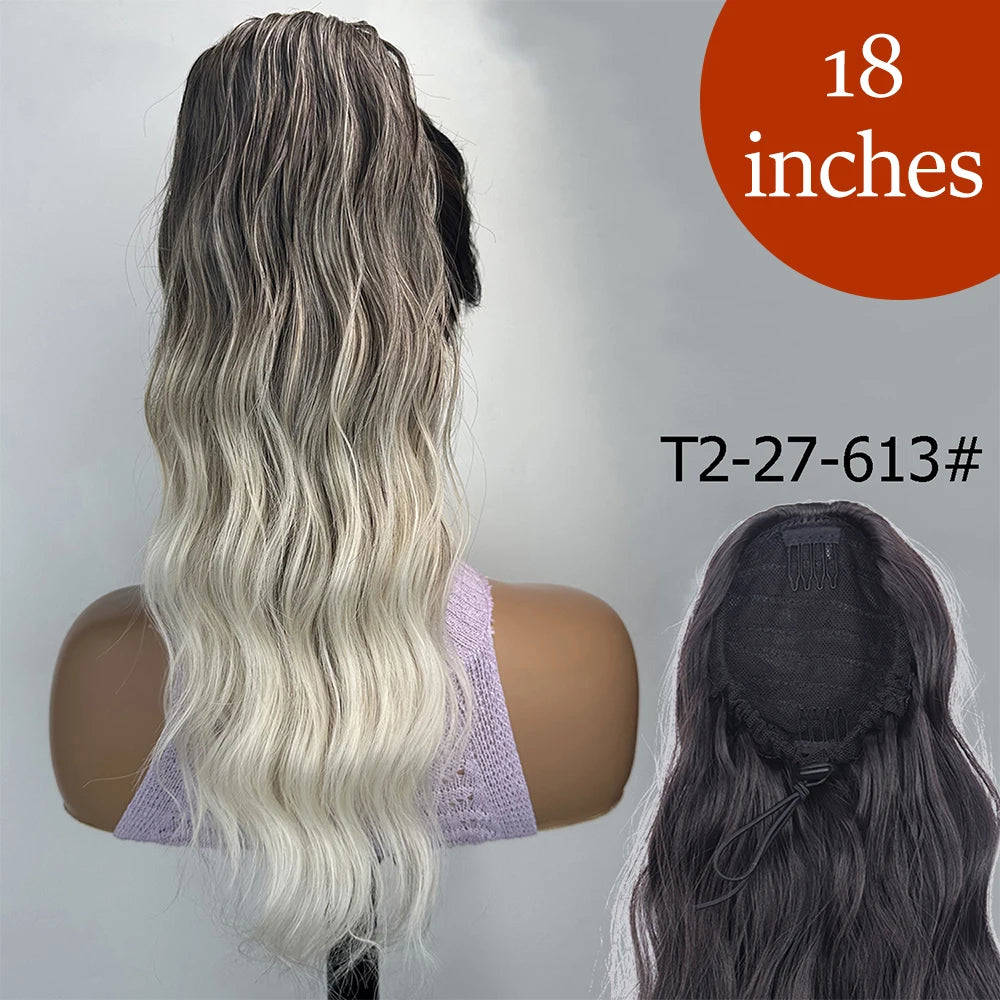 Synthetic Long Straight Claw Clip On Ponytail Hair Extensions 24Inch Heat Resistant Pony Tail Hair piece For Women Daily Party - Dragonbeast