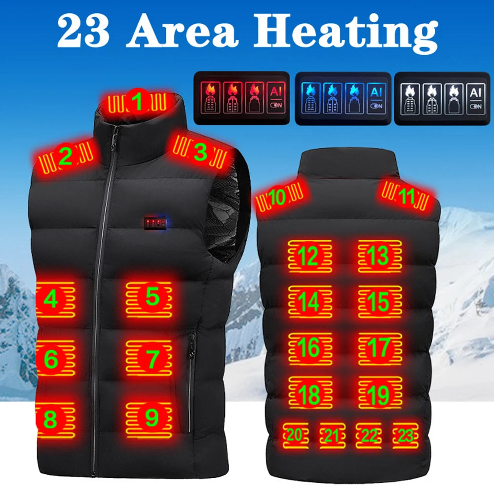 23 Heated Vest Zones Electric Heated Jackets Men Women Sportswear Heated Coat Graphene Heat Coat USB Heating Jacket For Camping - Dragonbeast