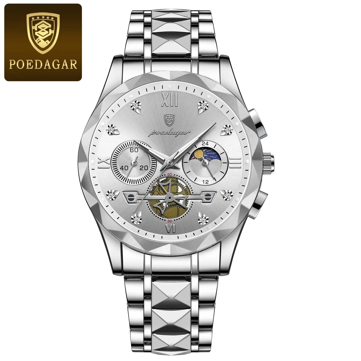 POEDAGAR Luxury Man Wristwatch Waterproof Luminous Chronograph Watch for Men Stainless Steel Men's Quartz Watches reloj hombre - Dragonbeast