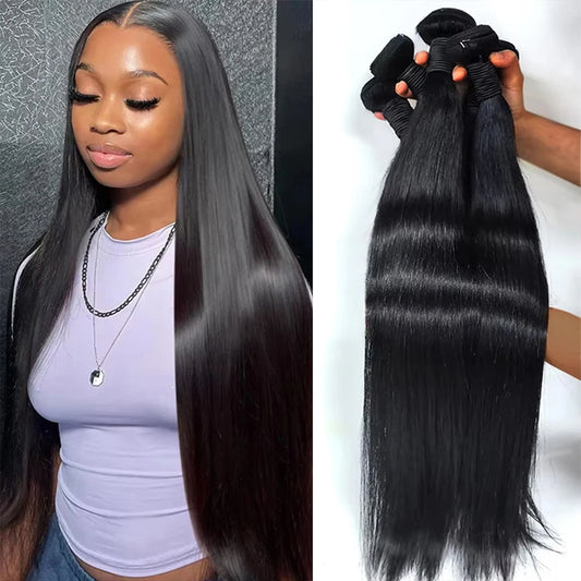 Straight 100% Human Hair Bundles Hair 40 Inch Bundle Hair Extensions 3/4/5 Bundles Natural Color Fot Brazilian Women Remy Black