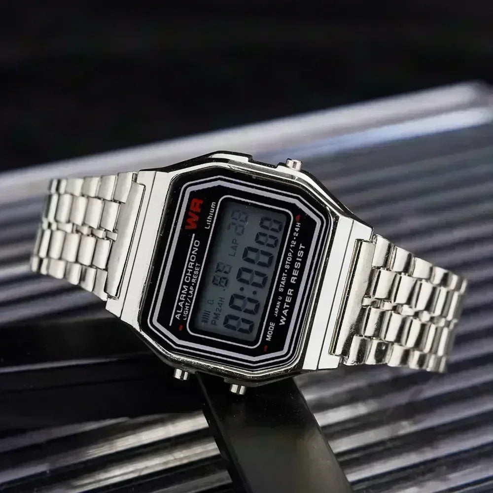 F91W Stainless Steel Band Watch Luxury Waterproof Retro Digital Sports Military Watches Men Women Electronic Wrist Watch Clock - Dragonbeast