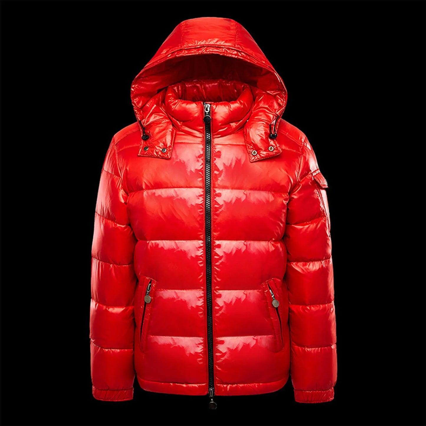 Men's Bright Face Parkas Solid Color Long Sleeve Zipper Hooded Warm Cotton-Line Clothes Waterproof Thicken Down Jackets Winter