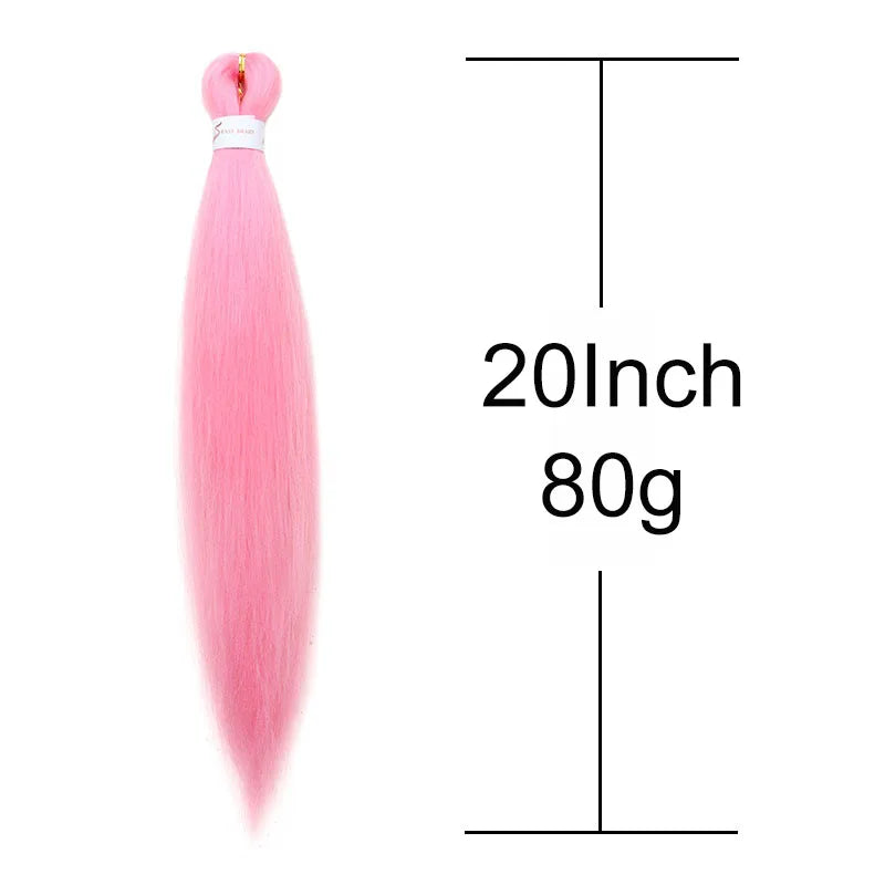 20Inch Synthetic Braid Hair Pre-stretched Hair Extensions for Afro Crochet Braids DIY Pink Twist Braiding Hairpiece for Women