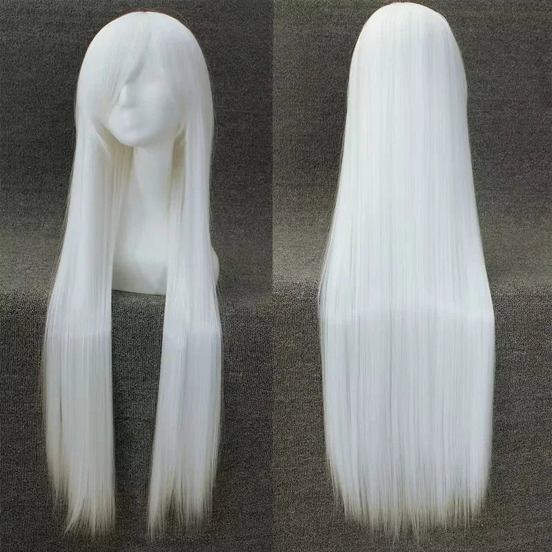 Pink 100Cm Long Staight Cosplay Wig Heat Resistant Synthetic Hair Anime Party wigs 42 color Colourful White - Dragonbeast