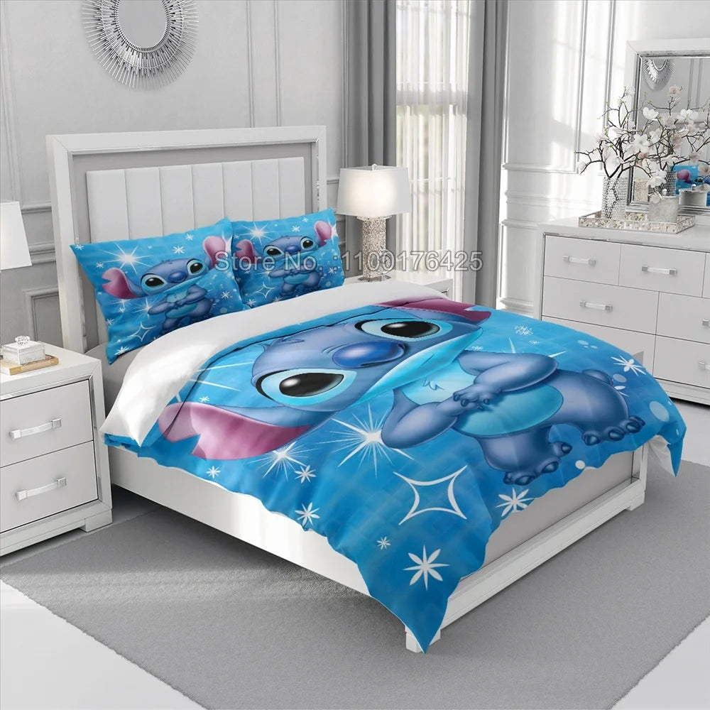 Hot Lilo Stitch Bedding Set Boys Girls Decorate Bedroom Twin Full Queen King Size Duvet Cover Pillowcases for Kids Gifts - Dragonbeast