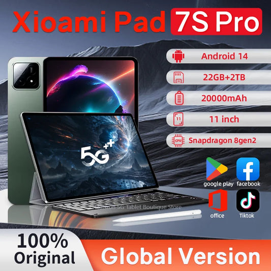 New 2025 7S Pro Tablet  4K Screen  Android 14 System Dual-Mode 5G and Wi-Fi 20000mAh  22GB RAM 2TB Storage with Snapdragon 8gen2 - Dragonbeast