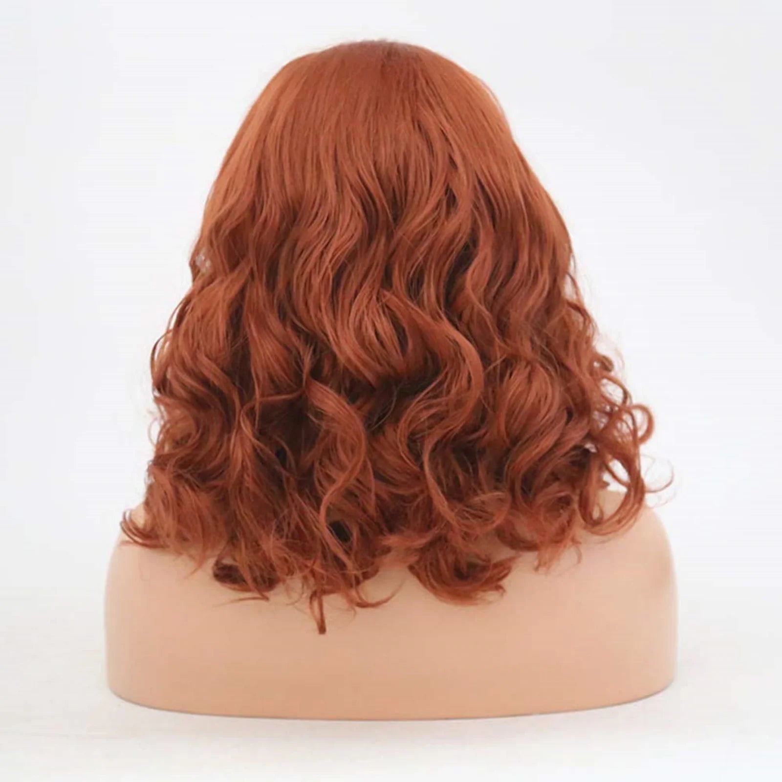 Copper Red Short Curly Wavy Bob Wig Synthetic Lace Front Wig Ginger Orange Auburn Colored Loose Wave 13x4 Frontal Wigs for Women - Dragonbeast