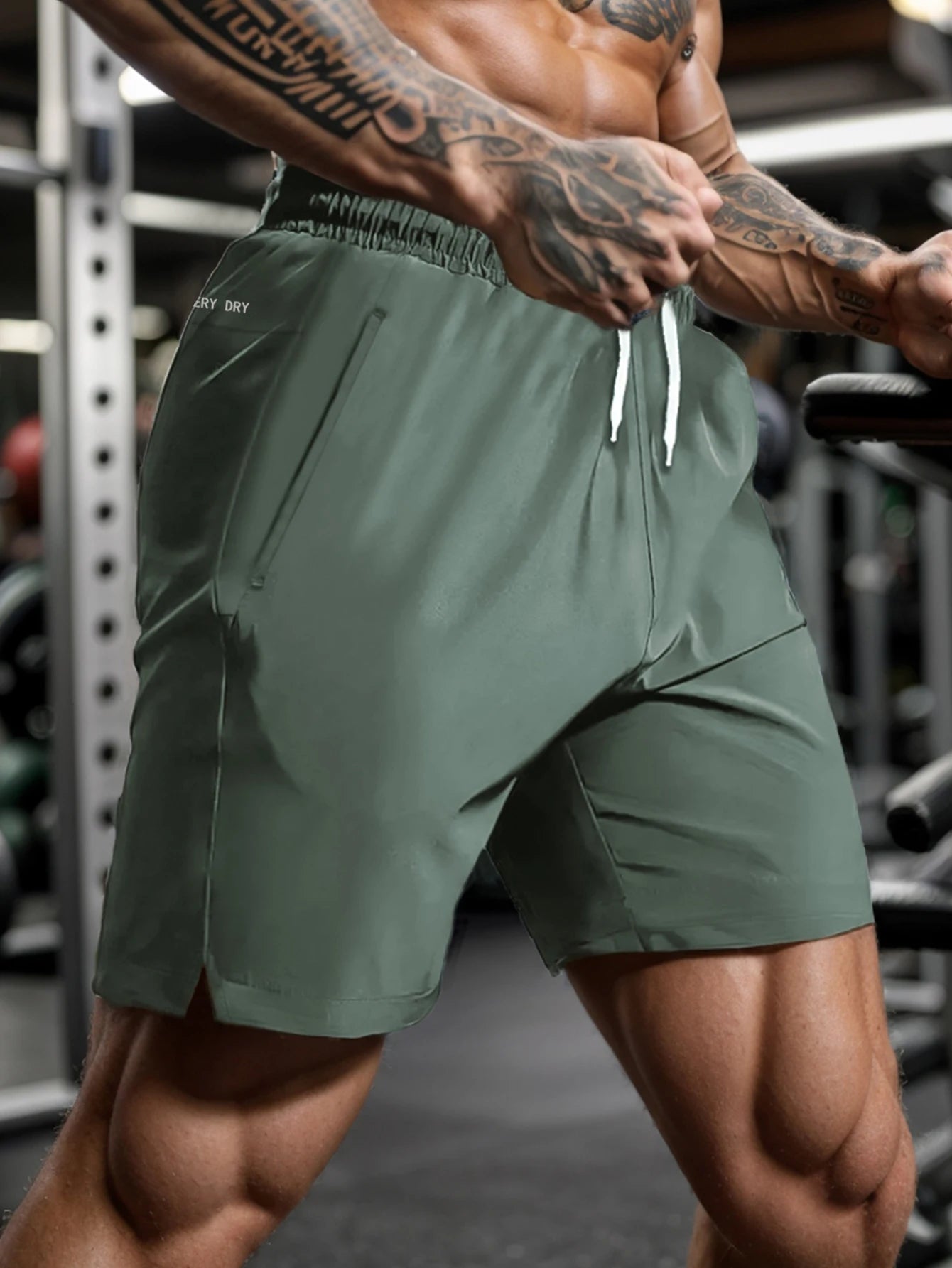 Men's Quick Drying Active Shorts with Zipper Pockets and Drawstring Waist - Dragonbeast