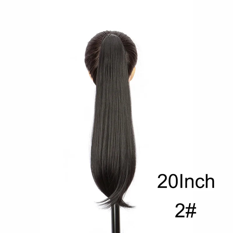 WIGSIN 16Inch/20Inch Synthetic Wig Female Slightly Curver Ponytail Hair Extension Claw Clip in Ponytail Hairpice for Women - Dragonbeast