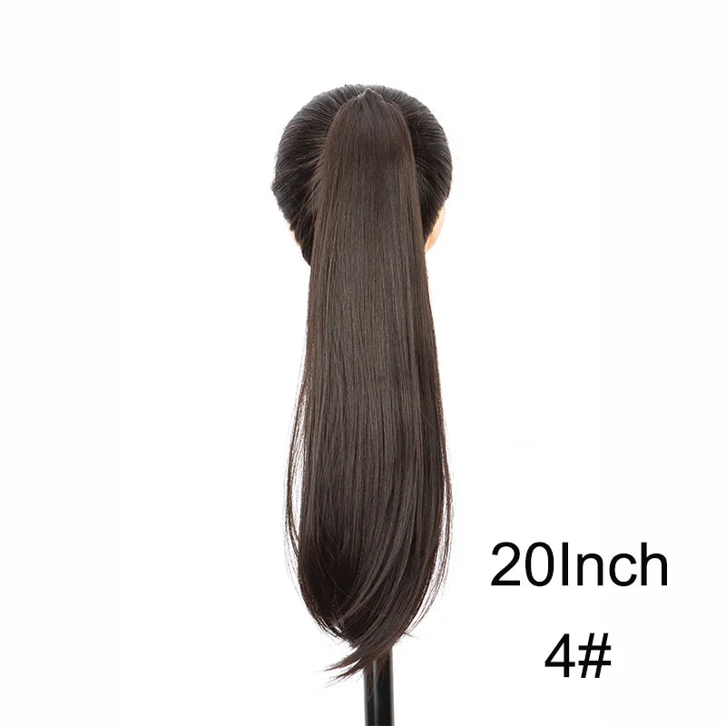 WIGSIN 16Inch/20Inch Synthetic Wig Female Slightly Curver Ponytail Hair Extension Claw Clip in Ponytail Hairpice for Women - Dragonbeast