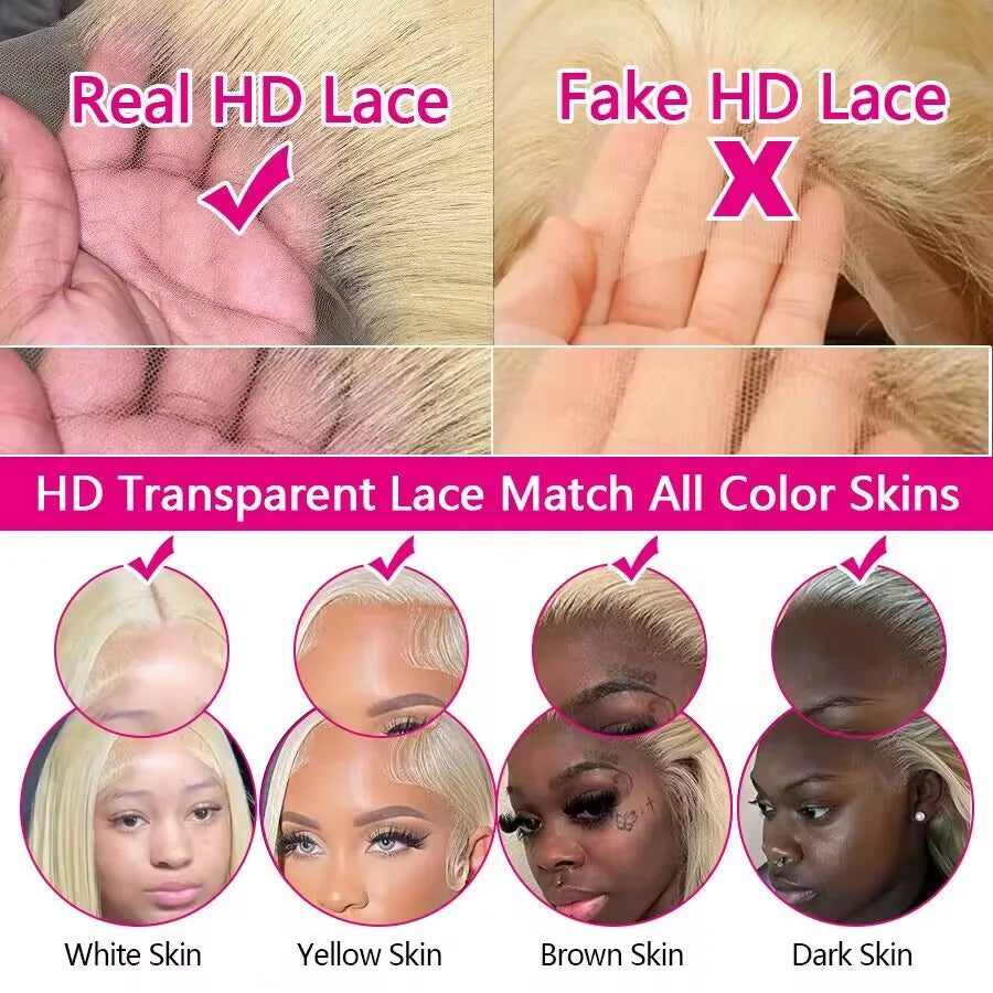 Blonde Body Wave Lace Front Wig HD Transparent Lace 13x4 13x6 Human Hair Wig 613 Pre Plucked Full Frontal Wigs For Black Women - Dragonbeast