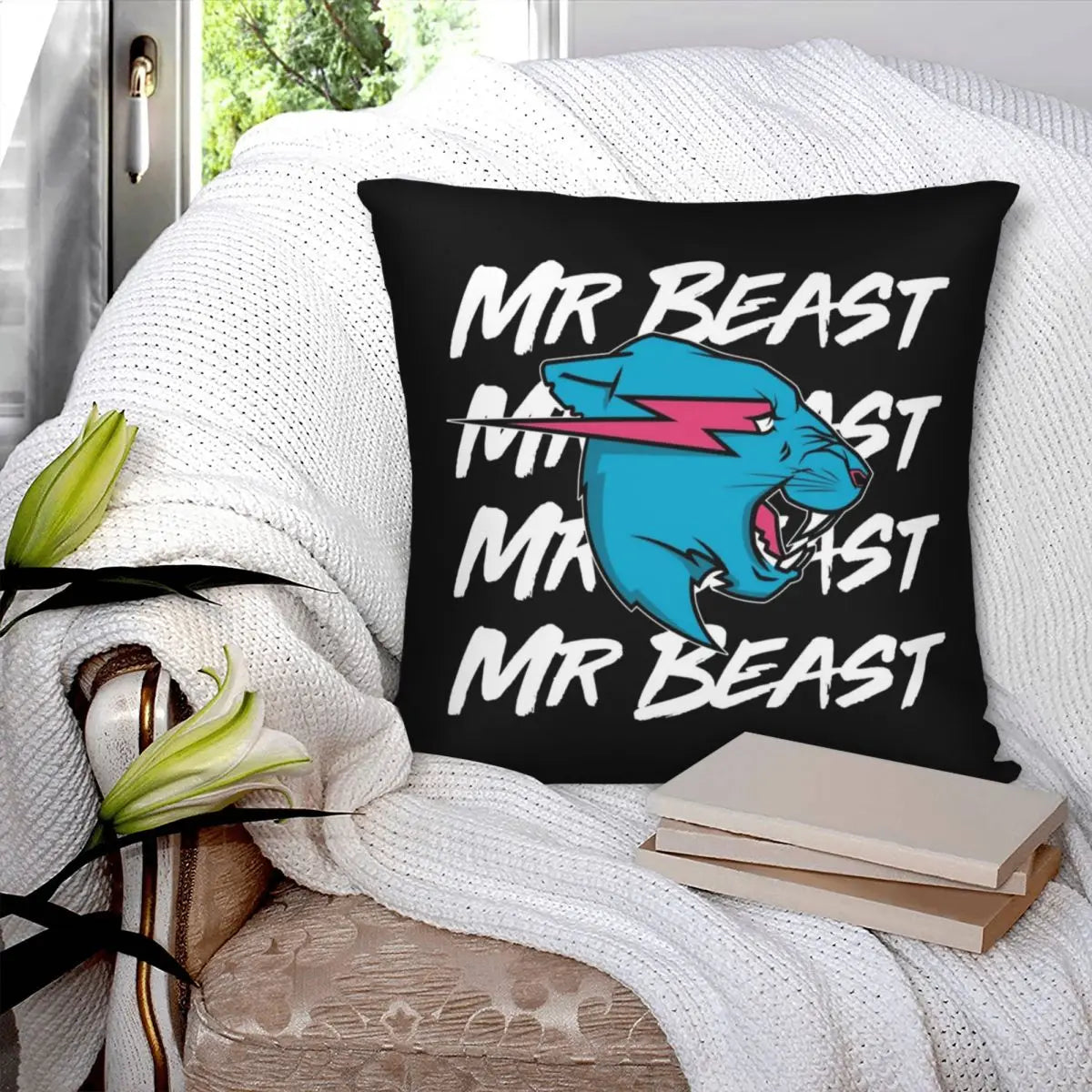 Mr Gaming Beast Game Square Pillowcase Polyester Linen Velvet Creative Zip Decor Pillow Case Home Cushion Case - Dragonbeast