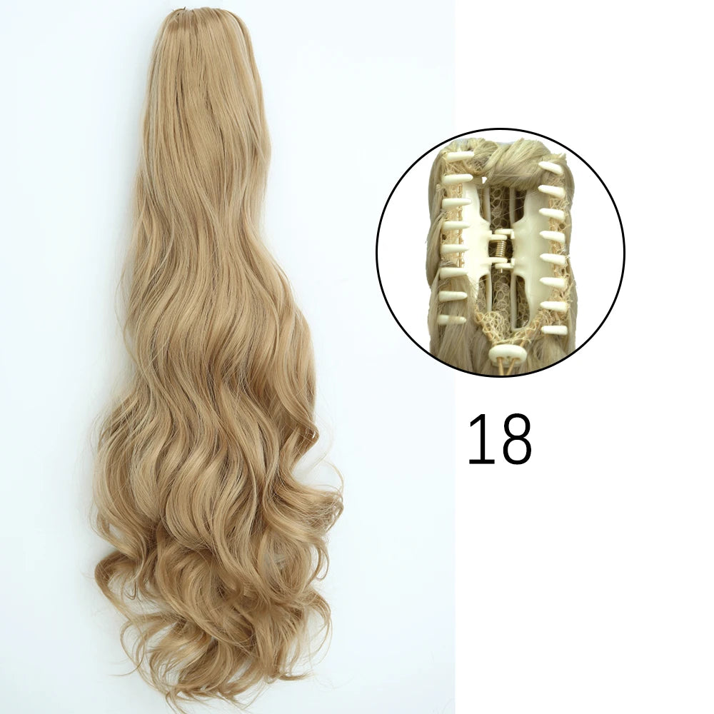 Synthetic Long Straight Claw Clip On Ponytail Hair Extensions 24Inch Heat Resistant Pony Tail Hair piece For Women Daily Party - Dragonbeast