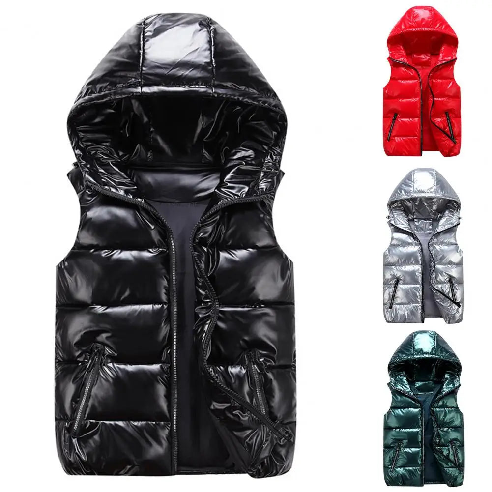 Women Winter Vest Warm Bright Color Pockets Cotton Padded Vest Inner Layer Quilted Women Bright Color Vest Streetwear